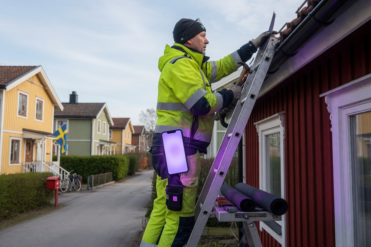 Takläggare i arbete — egenkontrollmall för tak kopplad till Menodi